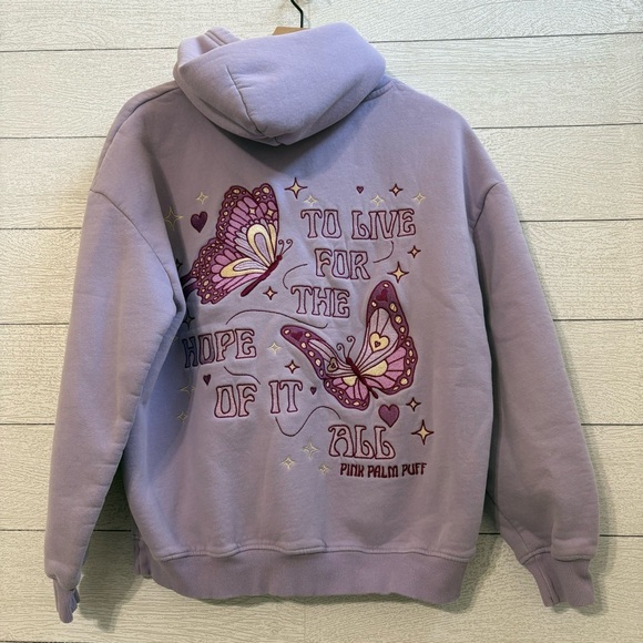 Pink Palm Puff “To Live For the Hope of it All" Hoodie in Lilac, Size M - Picture 8 of 12